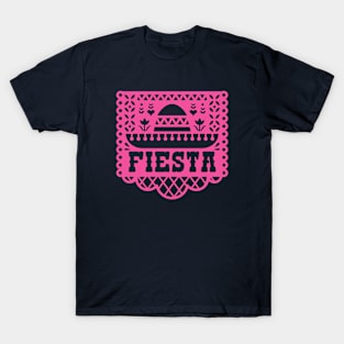 Fiesta Papel Picado Banner with Sombrero T-Shirt